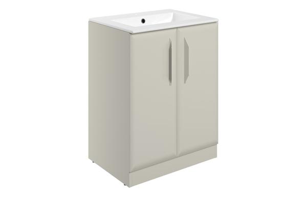 Stafford 615mm Floor Standing 2 Door Basin Unit w/1TH Basin - Matt Latte